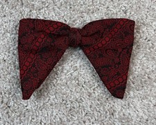 Vintage Bow Tie Clip On Ormond Rust Resistant Bowtie Red Black Paisley Pointy
