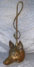 Virginia Metalcrafters Brass Fox & Whip Doorstop Excellent Condition Edwardian