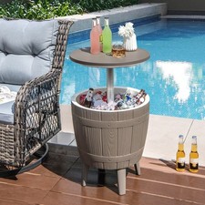 37L Cooler Bar Table Outdoor Cooler Side Table with Telescopic Tabletop