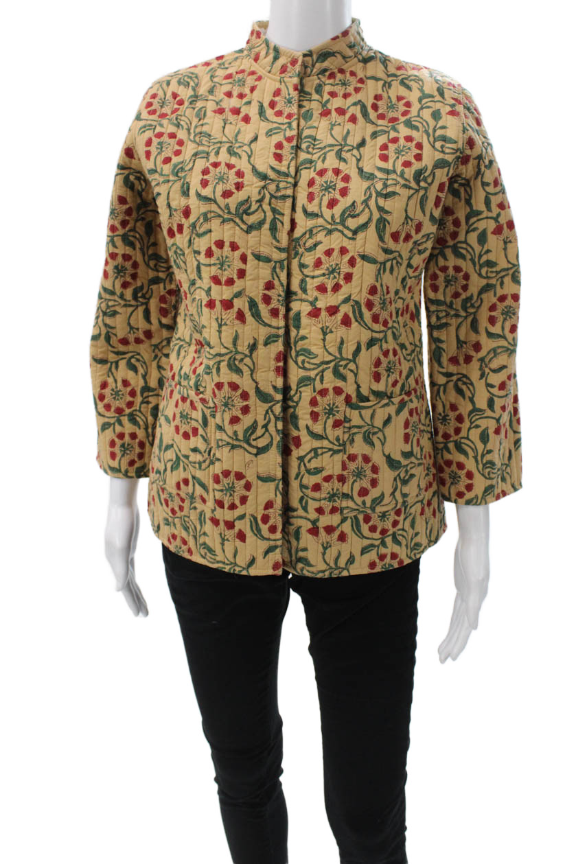 Madison Mathews Womens Quilted Bohemian High Neck Beige Cotton Jacket Size SFree Shipping in US $100+ Orders | $6.95 Orders Below