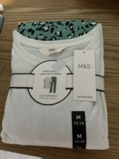 Marks & Spencer Ladies Animal print Bottoms & Plain top Pyjama Set M 12-14 BNWT