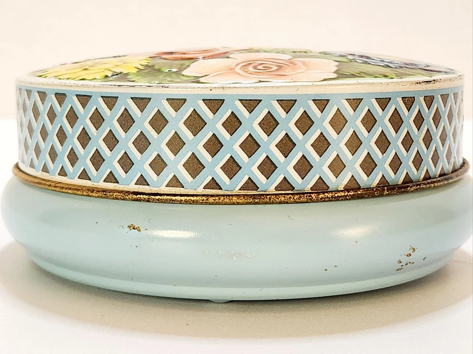 De Colección Flores de Primavera Pascua Riley's Caramelo Caramelo Caja Floral Enrejado Azul 4.5" Foto 4 de 4