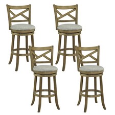 Swivel Bar Stools Set of 4, 30 Inch Bar Height Chairs w/Backrests and Wood Frame