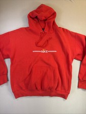 Vtg 90s Nike Center Swoosh Hoodie Red Fruit of the Loom Tag Made in USA XL Rare