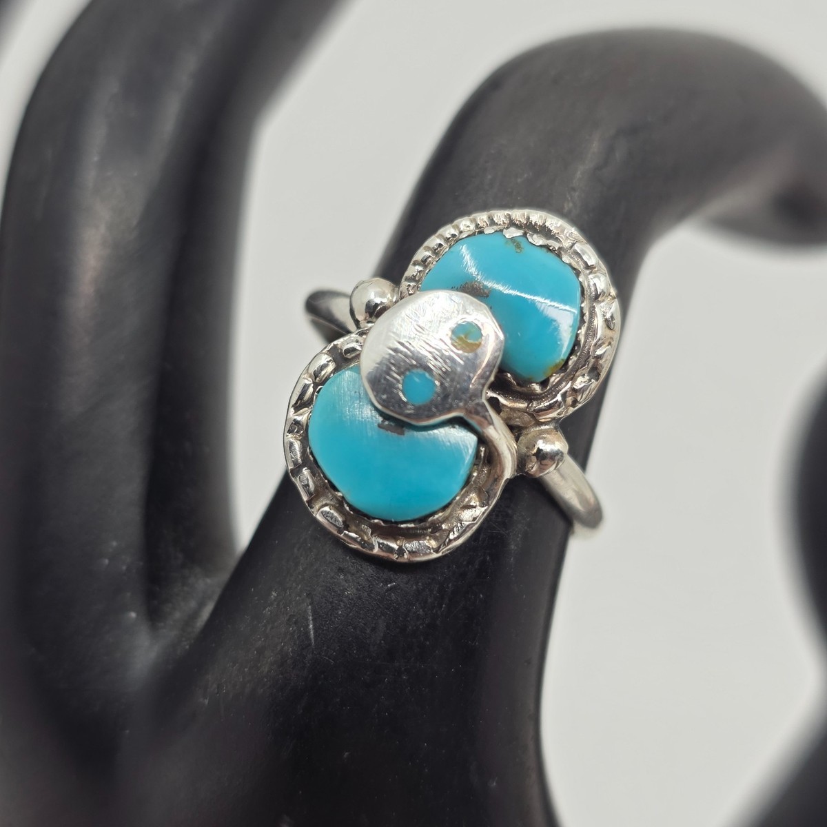 Effie Calavaza Signature Snake Ring Turquoise Sterling Silver Size