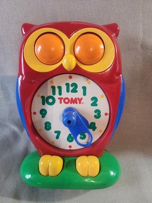 VTG Tomy '90 Owl Clock Kid's Educational Toy Learning to Tell Time