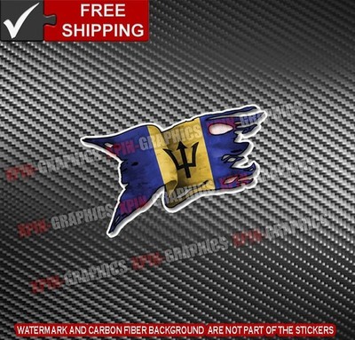 Barbados Country Flag Map Vinyl Decal Sticker A
