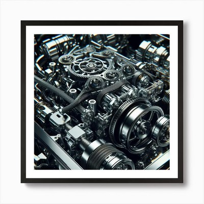 Auto Motor Nahaufnahme Kunstdruck gerahmt Wandbild Poster Leinwanddruck Bild