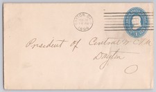 Dayton Ohio Postal Stationery To President Of Central Un 1894 1