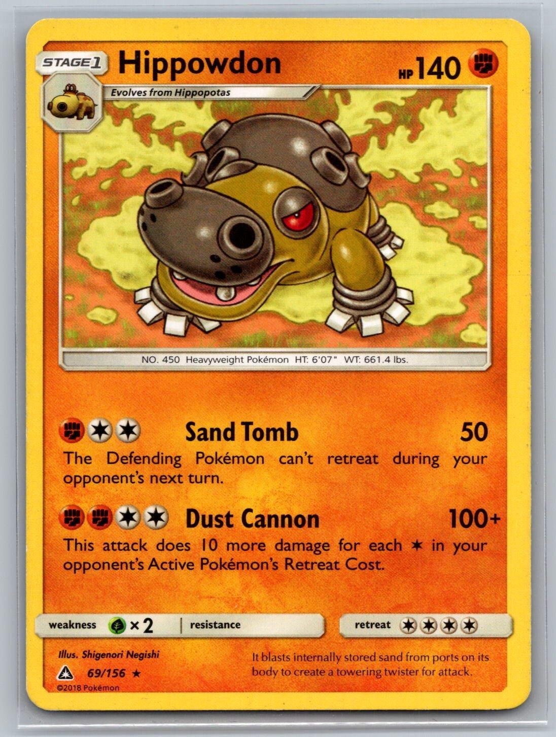 2018 Pokemon Hippowdon 69/156 Rare Ultra Prism NM