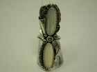 Vintage Southwestern Sterling Silver Mother of Pearl Double Cabochon Ring Size 8