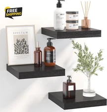 8In Floating Shelves for Wall, Small Black Shelves Wall Mounted Shelf  Bathroom