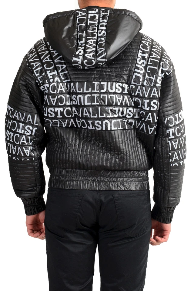 Chaqueta Parka Just Cavalli Para Hombre Estampado de Logotipo Con Capucha Cremallera Completa EE. UU. S IT 48 Foto 3 de 4