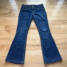 Rewash Womens Jr Size 7 Dark Wash Low Rise Flared Leg Denim Jeans Bell Bottom