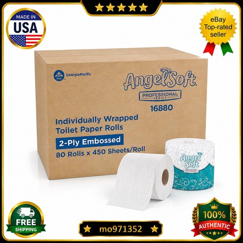 Angel Soft Professional Toilet Paper 2-Ply 450 Sheets/Roll 80 Rolls White -New🔥