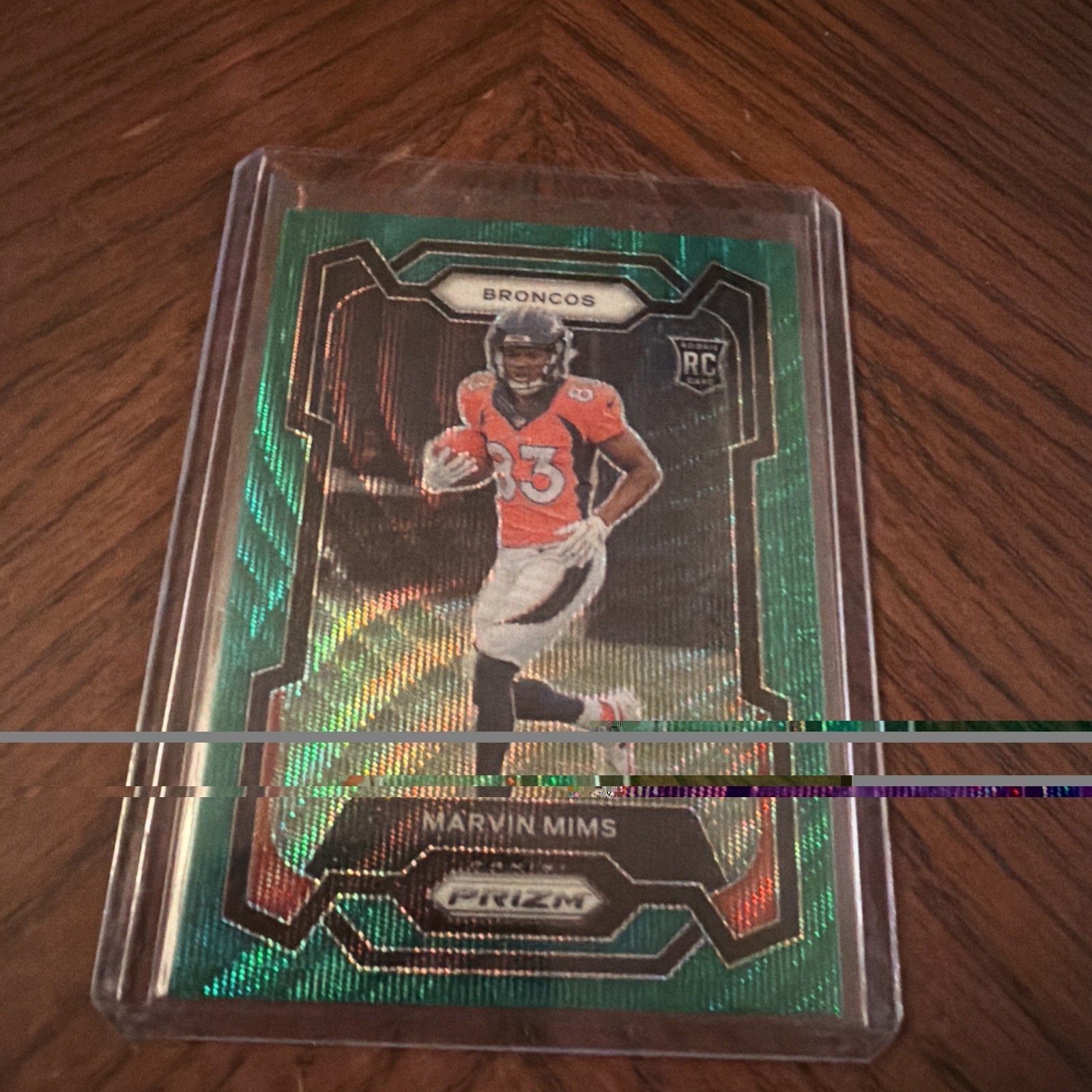 2023 Panini Prizm GREEN WAVE PRIZM #327 Marvin Mims RC Denver Broncos ROOKIE