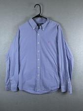 Ralph Lauren Shirt Mens XL Blue Check Long Sleeve Button Down Pony Logo