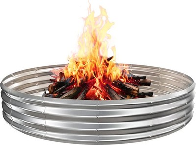 6FT Diameter Camp Fire Ring Pit, Large round Galvanized Steel Fire Pit, Heavy Du