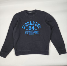 DSQUARED2 Mens Cotton Sweatshirt Pullover College Fullback - Black - Size M