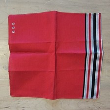Pocket Square Or Handkerchief Red With Striped Trim And Flowers Cotton 10" NWOT