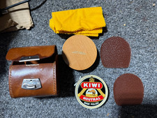 Vintage Kiwi Shoe Shine Travel Kit Genuine Leather MADE IN England
