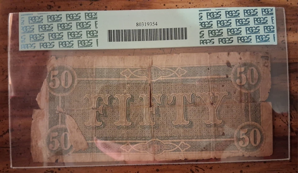 Battle Of The Wilderness? T-66 Confederate Currency $50 PCGS VG8 Blood Stains? - Image 2 of 2