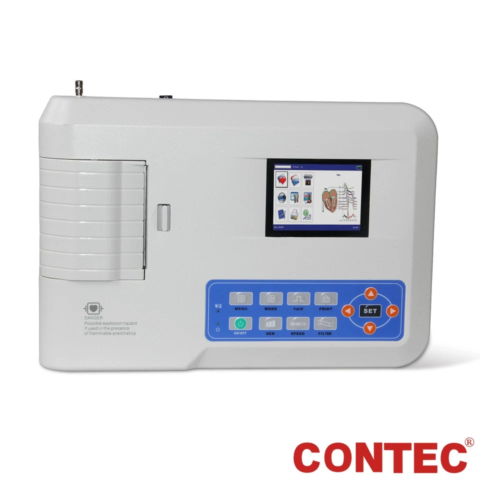 CONTEC ECG300G Digital 3 Channel ECG/EKG Machine 12-Lead Electrocardiograph FDA - Image 4 of 4