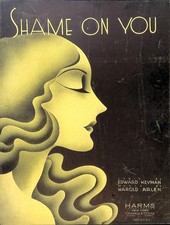 Shame On You Sheet Music Harold Arlen Edward Heyman 1933 Art Deco Pretty Lady