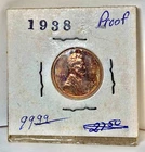 1938 Lincoln Wheat Cent Proof Uncirculated Mild Toning Low Mintage (14,734)