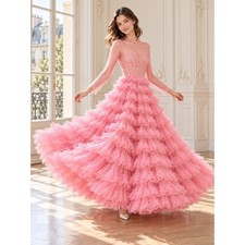 NWT Red Valentino Lace tulle Gown in Peach blossom IT36/XS/US0