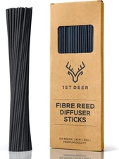 Fiber Reed Sticks – 100 Pcs Black Reed Diffuser Sticks for Essential Oil Arom...