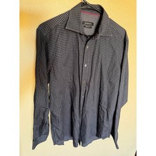 Bugatchi Classic Fit Men s Dress Medium Shirt Blue Geometric Pattern Long Sleeve
