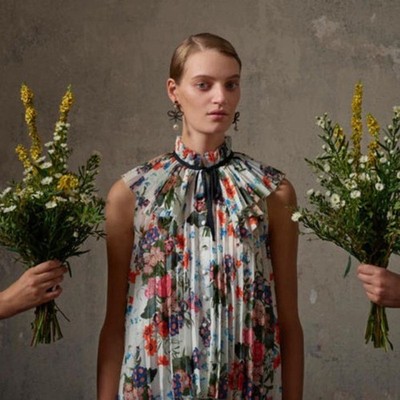 ERDEM x H&M Pleated Floral Sleeveless Blouse Top Size 2
