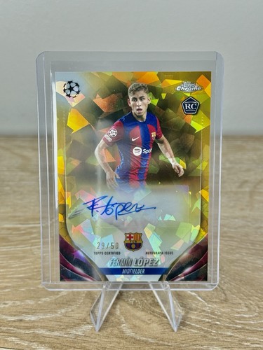 2023-24 Topps Chrome UEFA Sapphire Fermin Lopez Gold Auto /50 Rookie RC