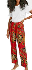 NWT FARM RIO Printed crepe de chine tapered pants SZ XS 