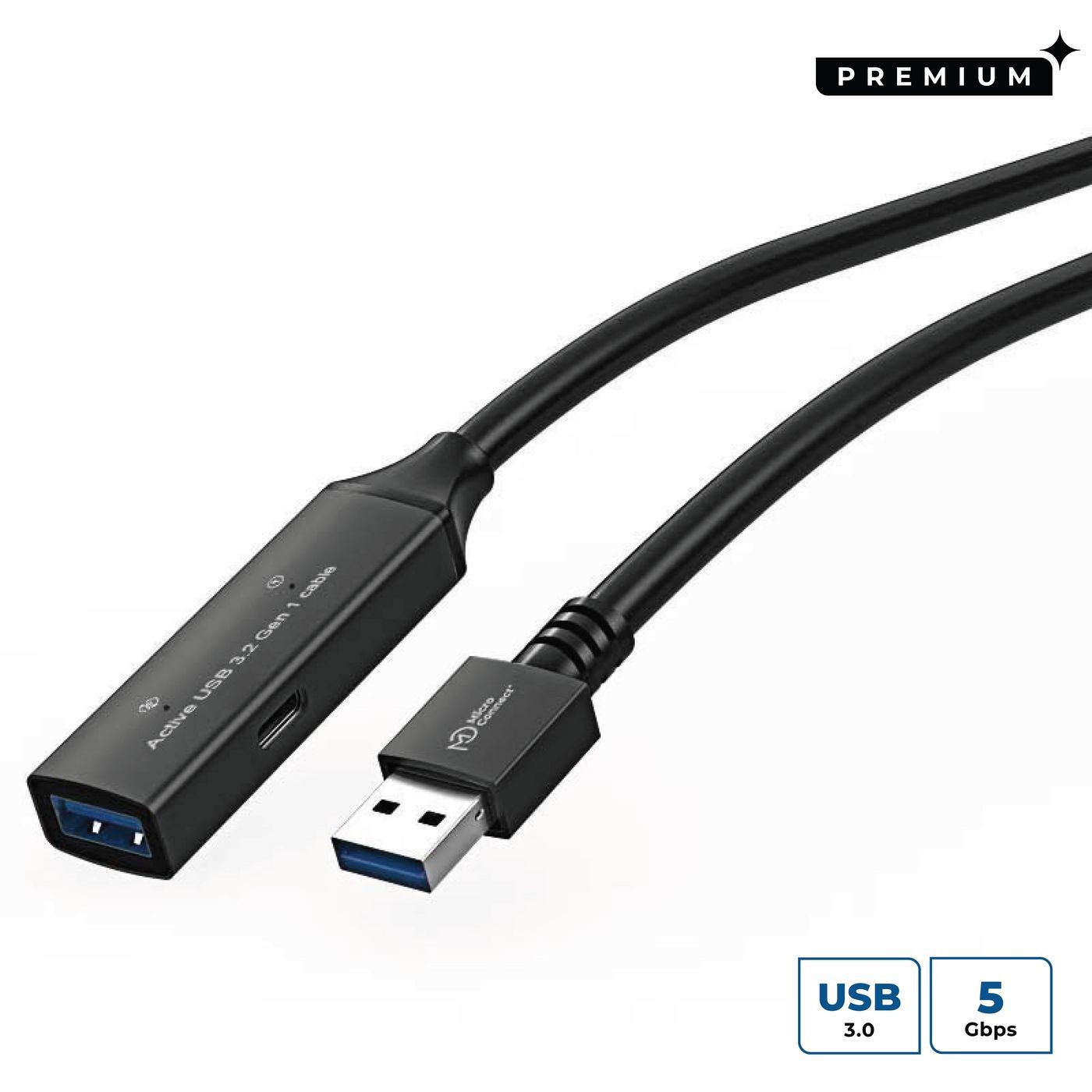 MicroConnect USB3.0AAF5A USB Cable 5m USB 3.2 Gen 1 A Male to A Female Black