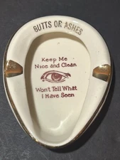 Vintage Bedpan ashtray Ceramic porcelain Butts or Ashes with Eye NURSE DOCTOR