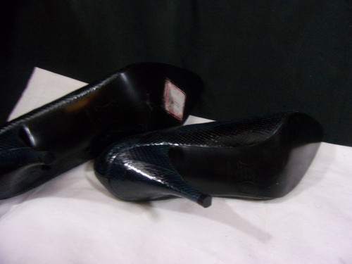 VINTAGE Phyllis Hardcastle Women's BLUE Snakeskin Leather Heels Pumps size 8.5B - Picture 18 of 23