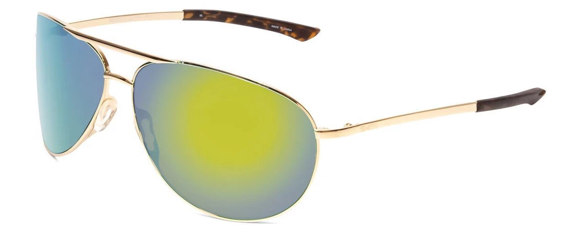 Blue Mirrored Aviator Sunglasses with Polarized Lenses