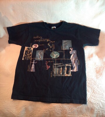 Vintage 90s Wildwood Productions T-Shirt The History of Western Sculpture Sz M 