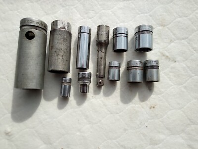 Lot of 14 Indestro / Indestro Super Sockets 1/4'', 3/8'', 1/2'' Drive Plus 3/8 ext.
