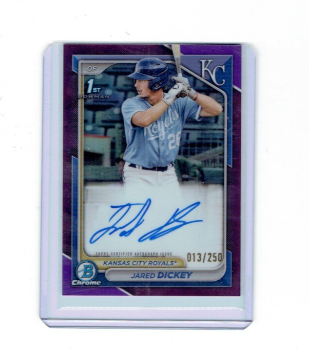 2024 Bowman Jared Dickey Chrome Auto Purple Refractor 1st #13/250