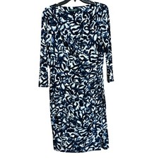 Lauren Ralph Lauren Sheath Dress Womens 14 Multicolor Abstract Surplice Ruched