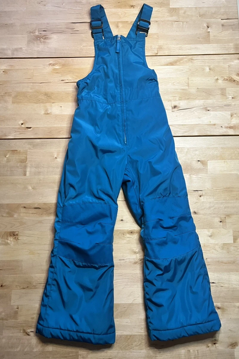 Lands End Kids Youth Snow Ski Bibs Pants Overalls Teal Blue Neon Lining Sz 5