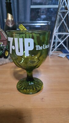 Vintage 7UP The Uncola Green Wine Glass Good Condition