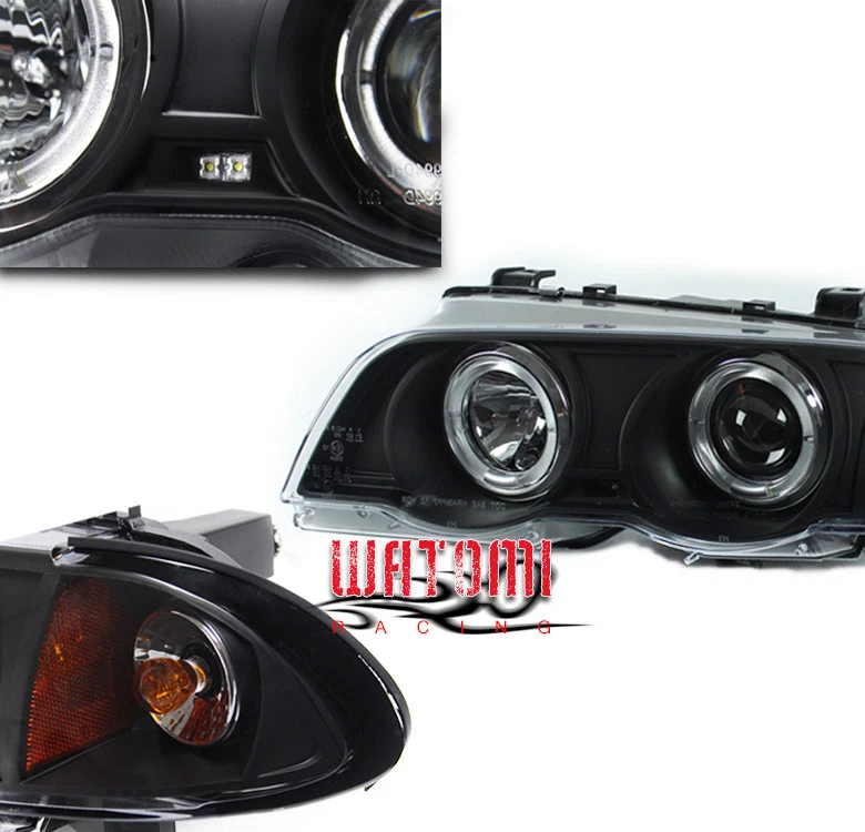 99 00 01 FARO PROYECTOR BMW E46 SERIE 3 4 PUERTAS HALO LED NEGRO/ÁMBAR 323I 328I Foto 3 de 4