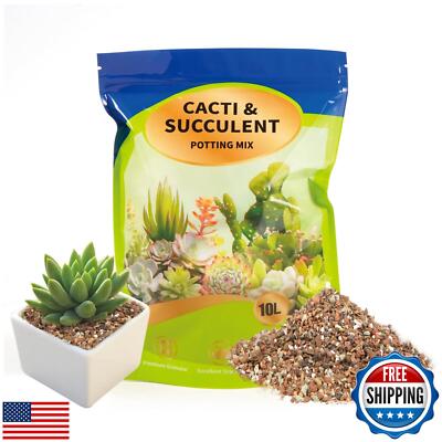 Doter Succulent and Cactus Soil Potting Mix 10qt, Chunky Dirt with Fast Drain