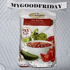Mrs Wage's Hot Salsa Tomato Seasoning Mix 4 Oz pkg Exp:7/12/2025