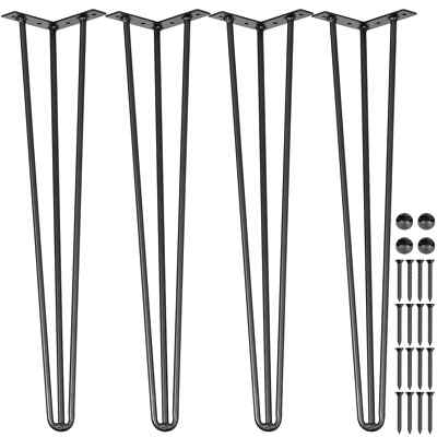 Uimoso Hairpin Table Legs 16in to 40in Coffee Table Metal Legs 3 Rods Set of 4