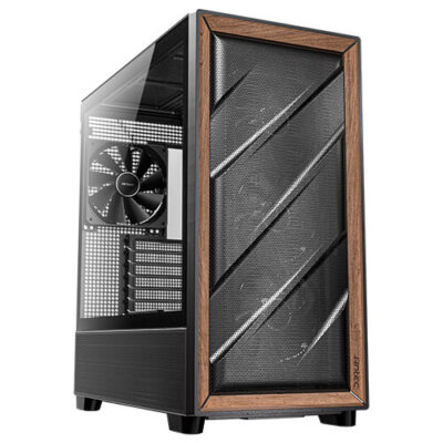 Antec FLUX 5 x PWM Fans Wood Mid-Tower E-ATX PC Case Black